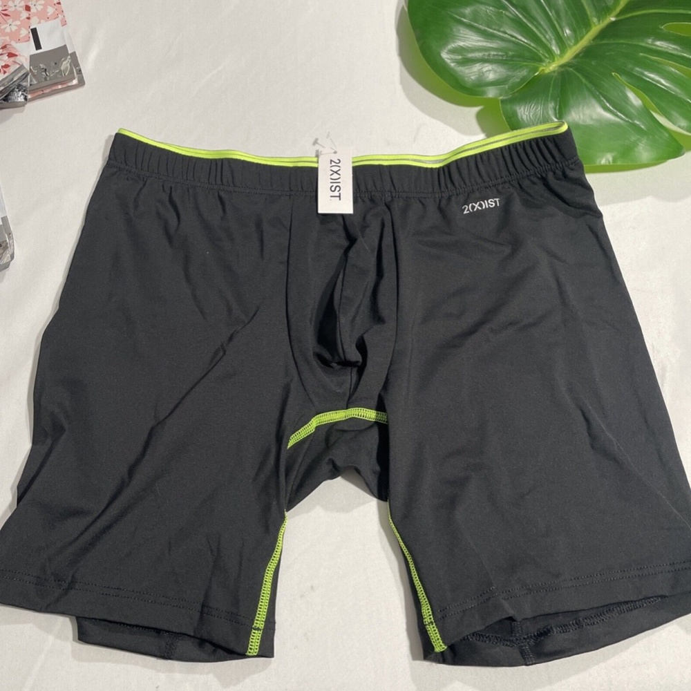 NIB $30 2(X)IST [ Medium ] Sliq Micro Sliq Long Leg Boxer Brief in‎ Black Green - Picture 7 of 16